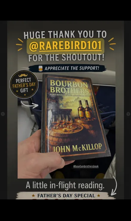 @rarebird101 shoutout — Bourbon Brothers as in-flight reading